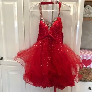 Red Dress with tulle and sequins special occas 5/6